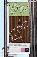 Leila Singleton's Bark banner hanging in New York City